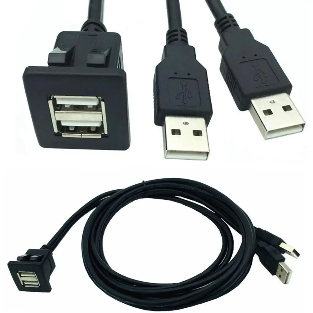 

ABS buckle type dual port USB2.0 waterproof cable car, ship, motorcycle dashboard cable 2.0 Port Male to Female Cable