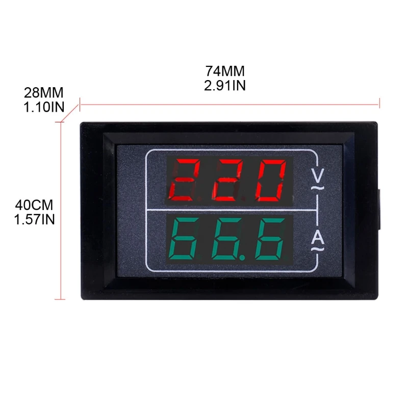 

Digital Voltmeter Ammeter AC50-500Amp Voltage Current Volt Amp Meter Tester 3 Bits Dual LED Display Panel(Red-Green)