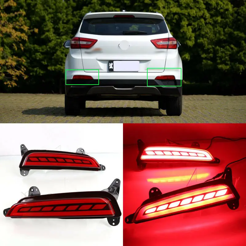 

Car LED DRL Rear Bumper Light Reflector Lights Rear Brake Lamp Assembly for Hyundai Creta IX25 2015 2016
