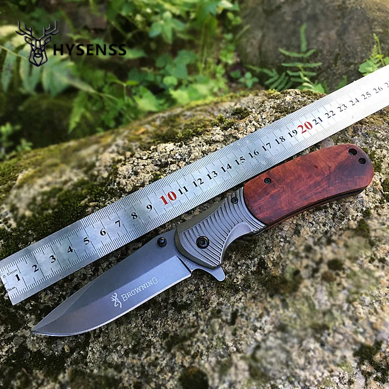 

Hysenss A339 Tactical Folding Knife Pocket Multi Tools Outdoor Knives for Camping Hiking Self-defense Steel + Rosewood Handle