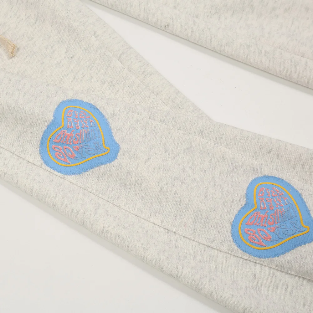 

Aolamegs Sweatpants Men Side Harajuku Heart Printed Track Pants Men Casual Cozy Jogger Trousers Fashion College Style Streetwear