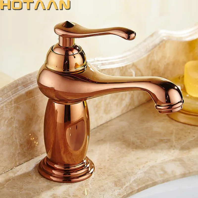 

Free Shipping New arrival Bathroom Rose Gold Basin Faucet Gold finish Brass Mixer Tap with ceramic torneiras para banheiro