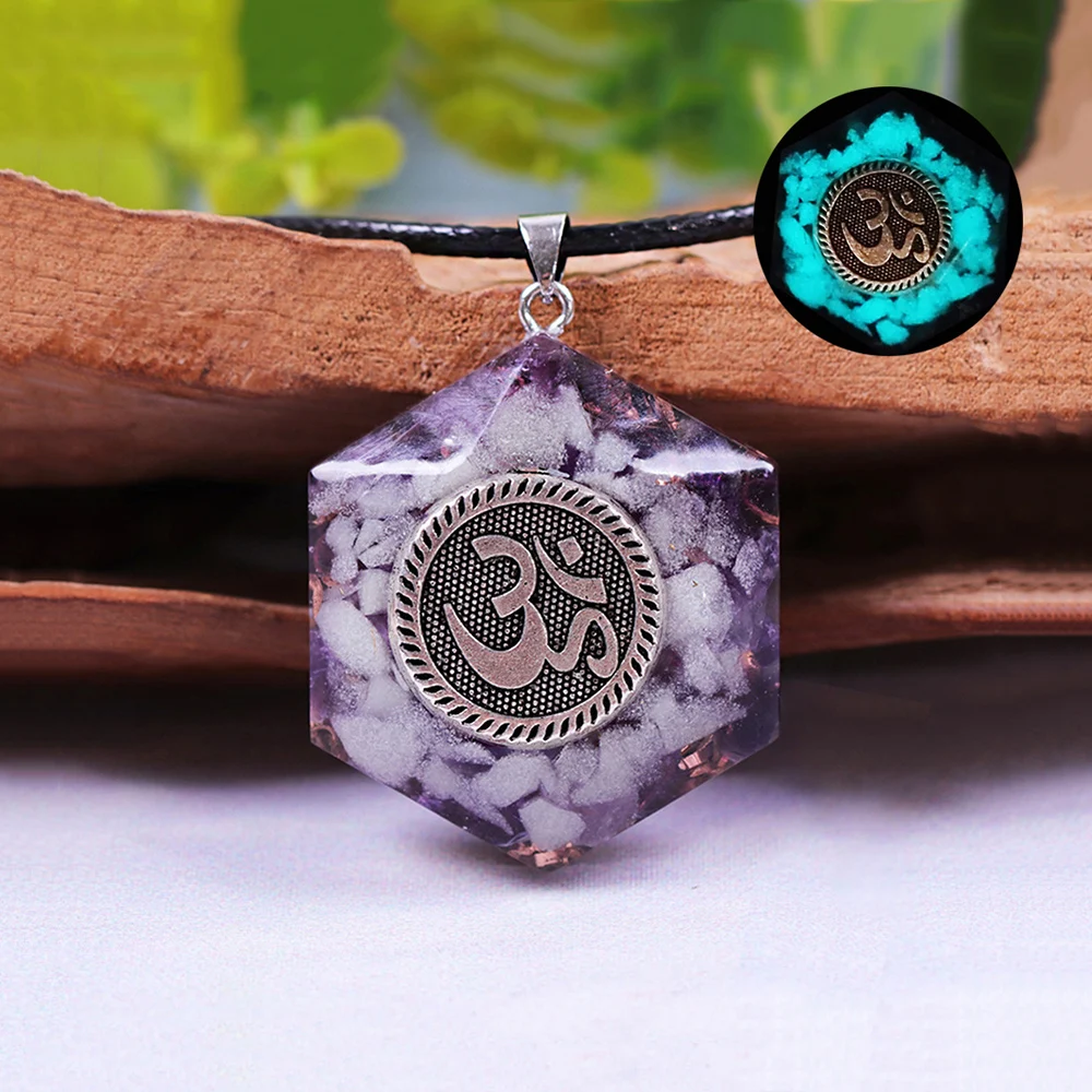 

Orgonite Healing Amethyst Luminous Quantum Pendant Reiki Healing Yoga Meditation Energy Necklace For Women