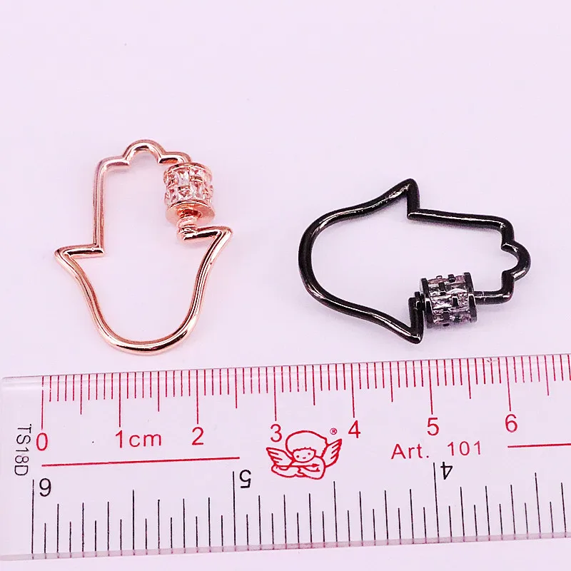 6Pcs Pave Clear CZ Hamsa Hand Screw Connector Clasp Gold/Rose Gold/Silver/Black Plated For Necklace Jewelry Making | Украшения и