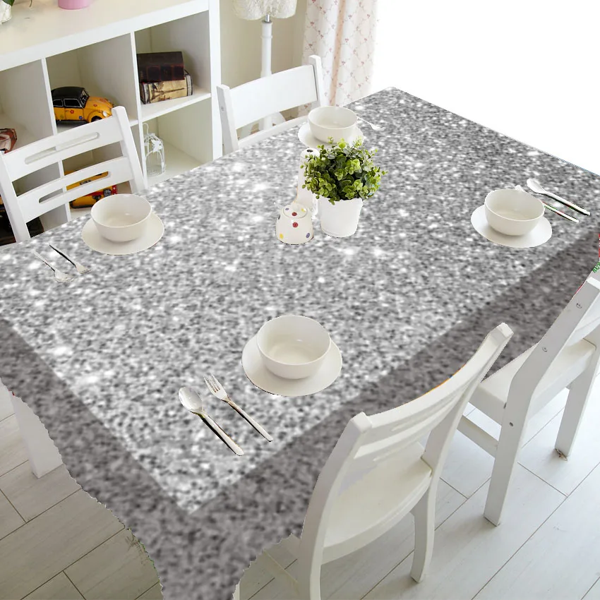Розовая Золотая Серебряная и белая блестящая Рождественская скатерть для стола