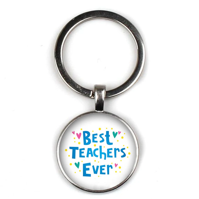 Новый подарок на День учителя 2020 года - брелок украшение "Спасибо, учитель" с милым узором, стеклянное круглое кольцо на сумочку.