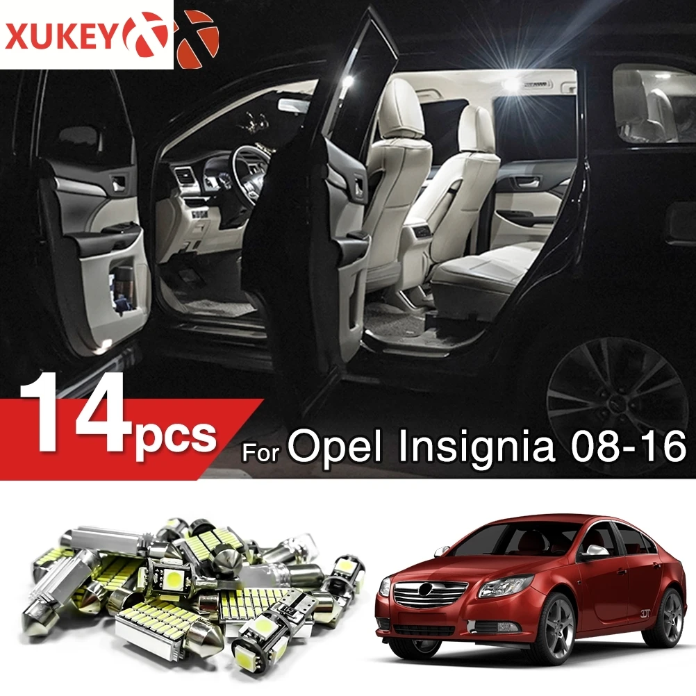 

14 шт. для Opel Insignia A для Vauxhall Sedan универсал хэтчбек Sports G09 LED Interior LED Light Kit W5W T10 Festoon (2008-2017)