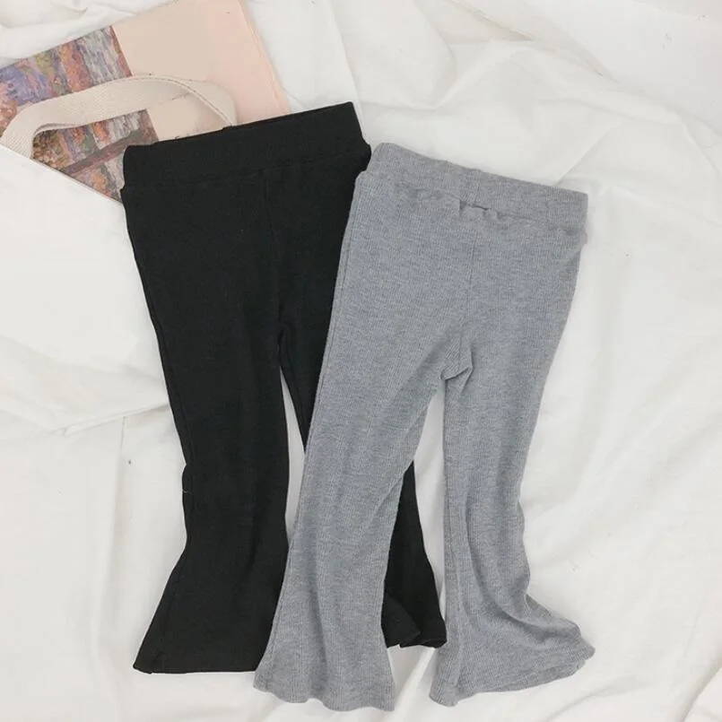 Весенне-осенние детские хлопковые леггинсы однотонные для девочек Одежда