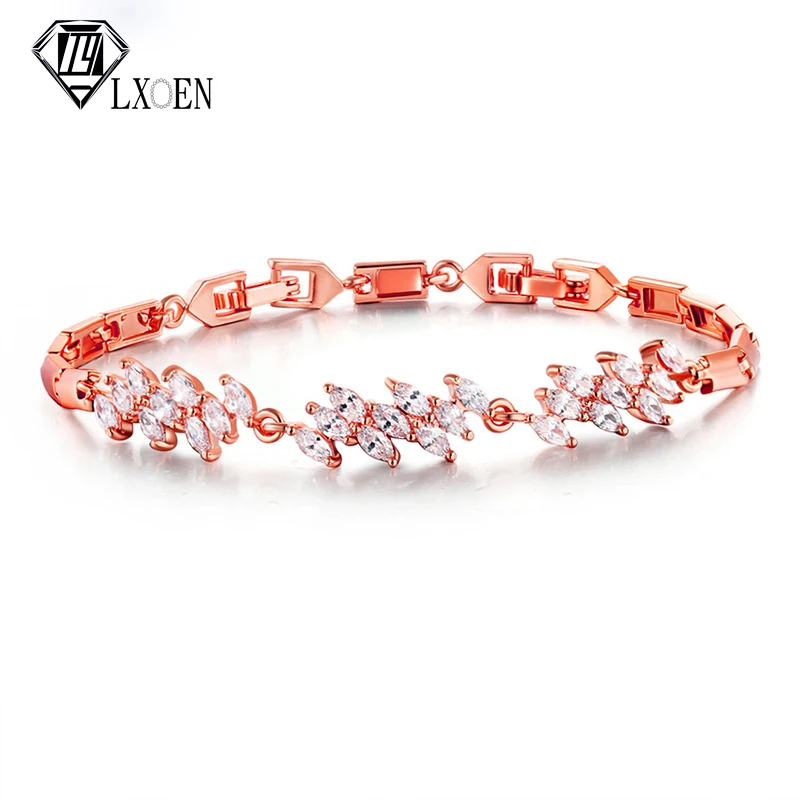 Браслет LXOEN с фианитом Женский Ювелирное Украшение под розовое золото прозрачным