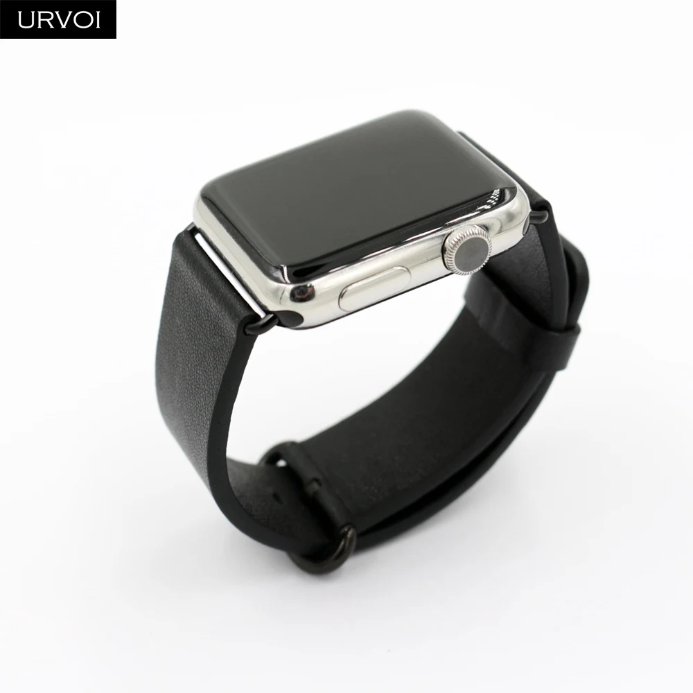 URVOI кожаный ремешок для apple watch 4 5 3 2 1 ремешок для iwatch 40 мм 44 мм Свифт кожа классическая Пряжка современный дизайн