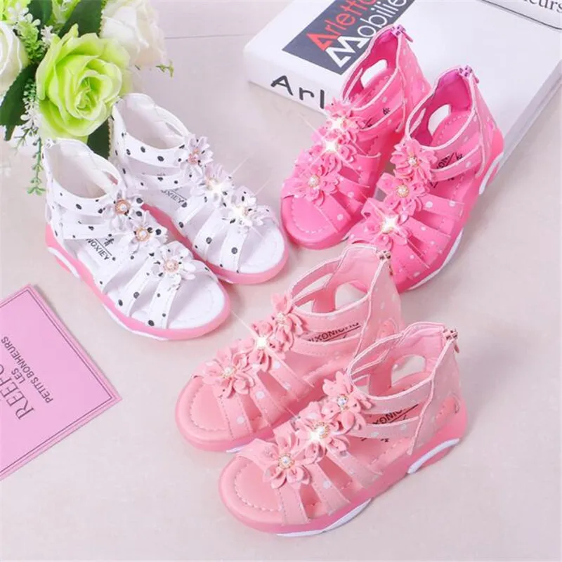 

Bear bottom ROMAN SANDALS 2021 summer new sweet girl's Princess sandals baby's soft bottom anti slip open finger sandals 21-36