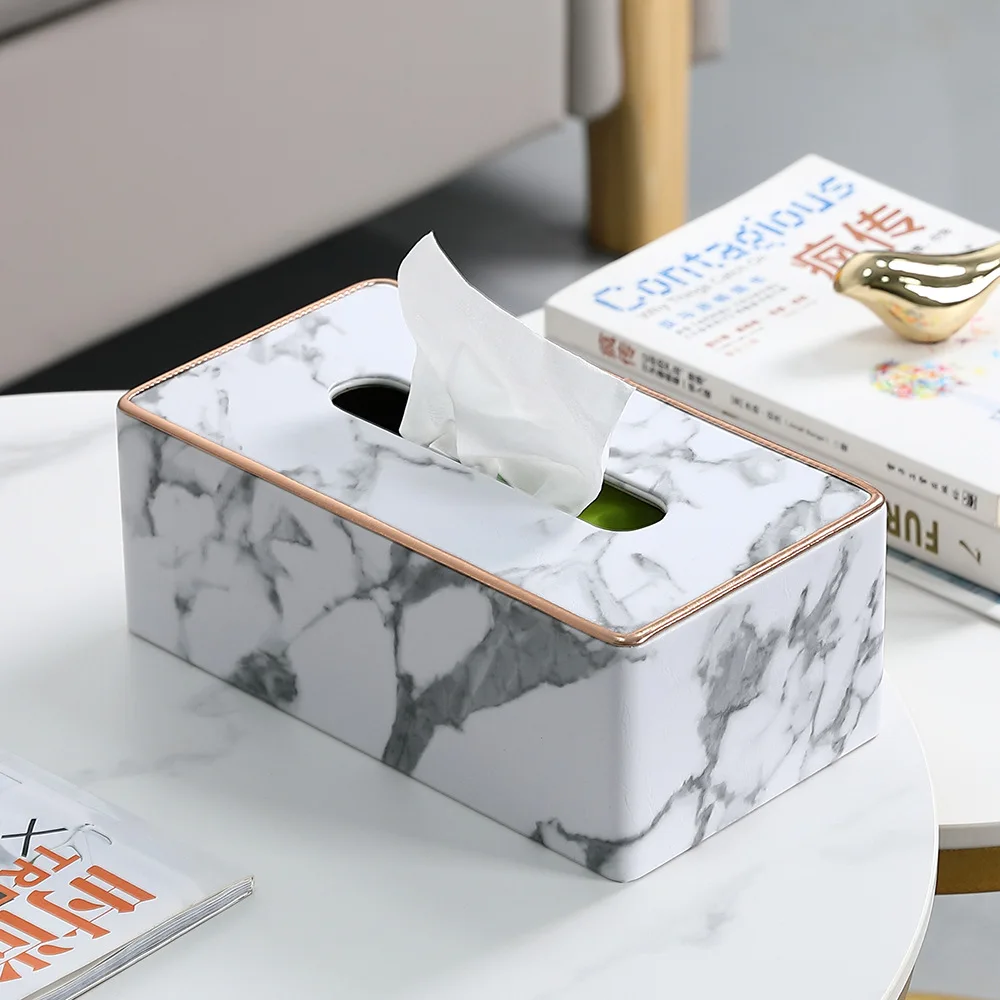 

Нордическая креативная мраморная кожаная коробка для салфеток, поднос для салфеток в гостиную, журнальный столик, современный гостиничный ...