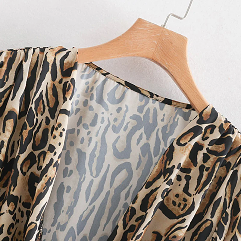 Винтажное сексуальное боди на завязке с леопардовым принтом Женская мода 2019