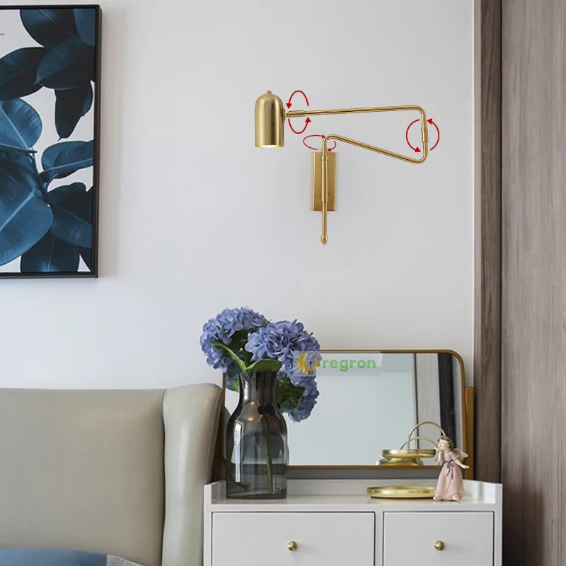 Светильник настенный металлический золотистый/черный со светодиодной