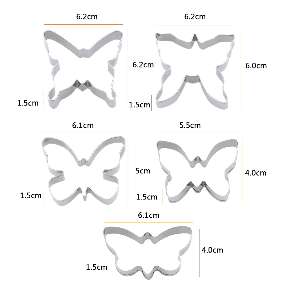 Одежда высшего качества 5 шт./компл. бабочка печенья вырубки пресс-форма для