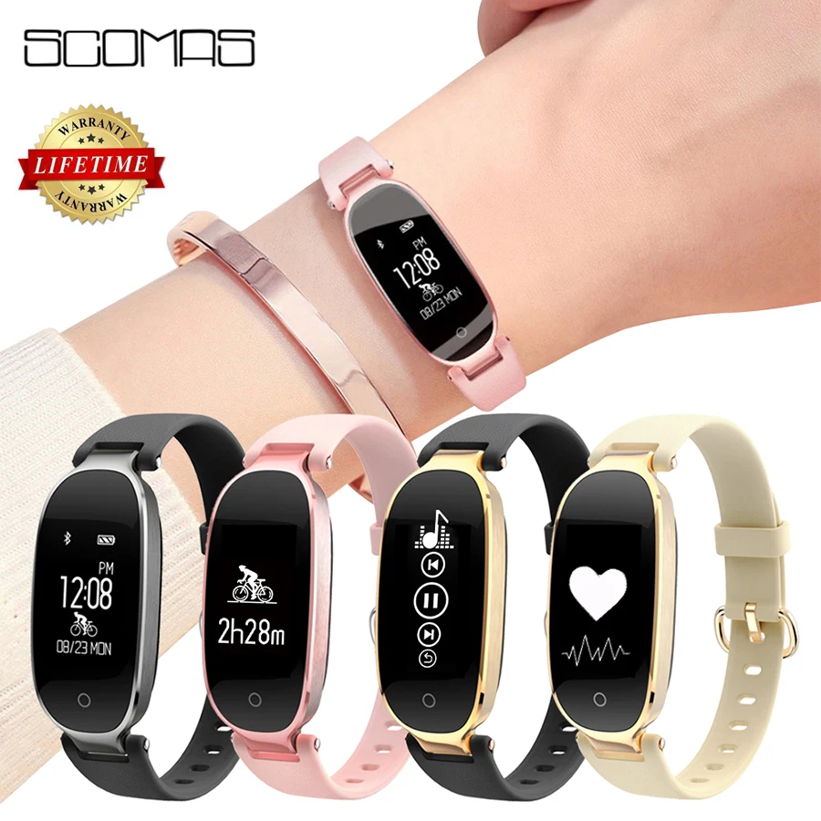 Женские Водонепроницаемые Смарт часы SCOMAS с пульсометром и фитнес