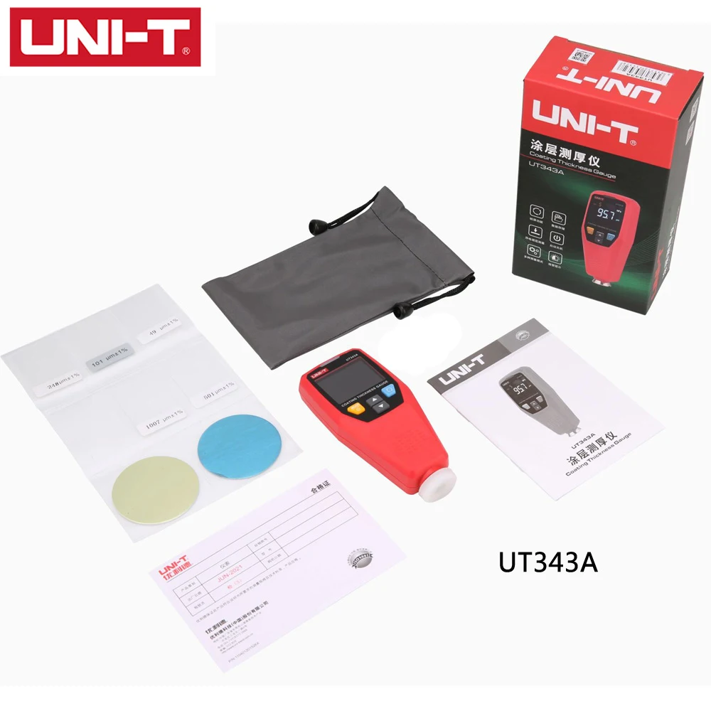 

UT343A Digital Coating Thickness Gauge Backlight LCD Film Paint Film Meter Auto power off 199 Groups Data Storage