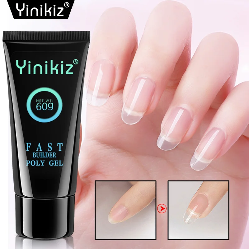 Yinikiz, Быстросохнущий УФ-гель, полигель, 60 г, 6 цветов, камуфляжный, вылечиваемый, УФ и светодиодный, лампа, твердый гель, замачиваемый, гель для ногтей, полигель