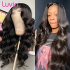 Luvin Body Wave 180 Плотность 13x4 13x 6 кружевной передний парик из человеческих волос предварительно выщипанные бразильские Remy Волнистые фронтальные парики для женщин