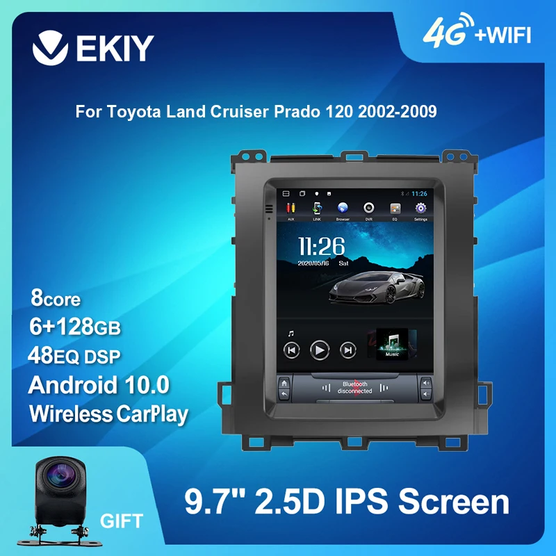 EKIY 4G LTE Android 10 Автомобильный мультимедийный проигрыватель в стиле Теслы для Toyota Land
