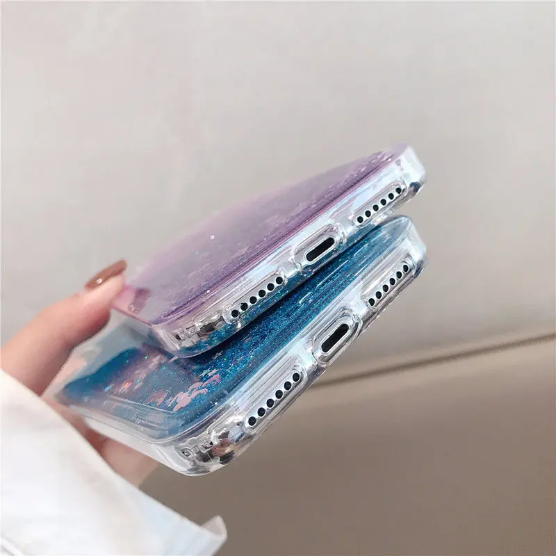Модные чехлы для телефонов с жидким блеском и песком iphone 6 6s 5 5s SE 7 8 Plus 11 Pro X XR XS Max