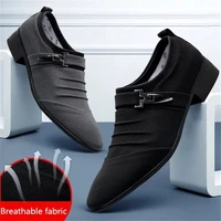 genuine leather italian wedding shoes 46 men business pointed toe canvas dress shoes men black slip on oxfords formal man shoes