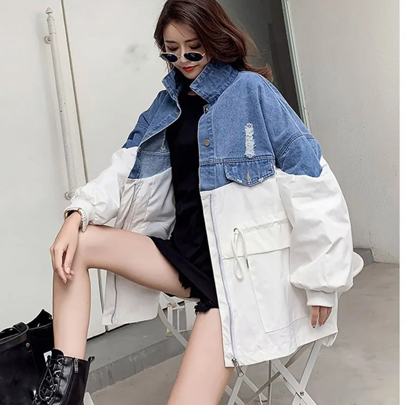 Женская Весенняя Осенняя Корейская поддельная двухкомпонентная Лоскутная