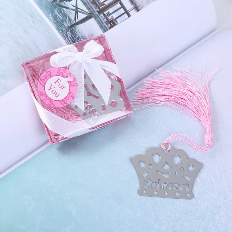 10 шт. закладки в виде короны с серебряной отделкой для книг розовой/синей