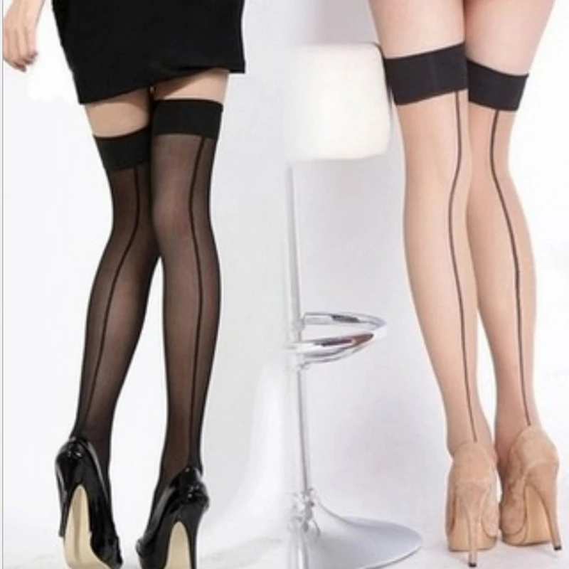 2Pair Elastic Sexy Seamed Stockings With Back Seam Transparent Silk Stocking Thigh High Nylon Women Medias De Mujer - купить по