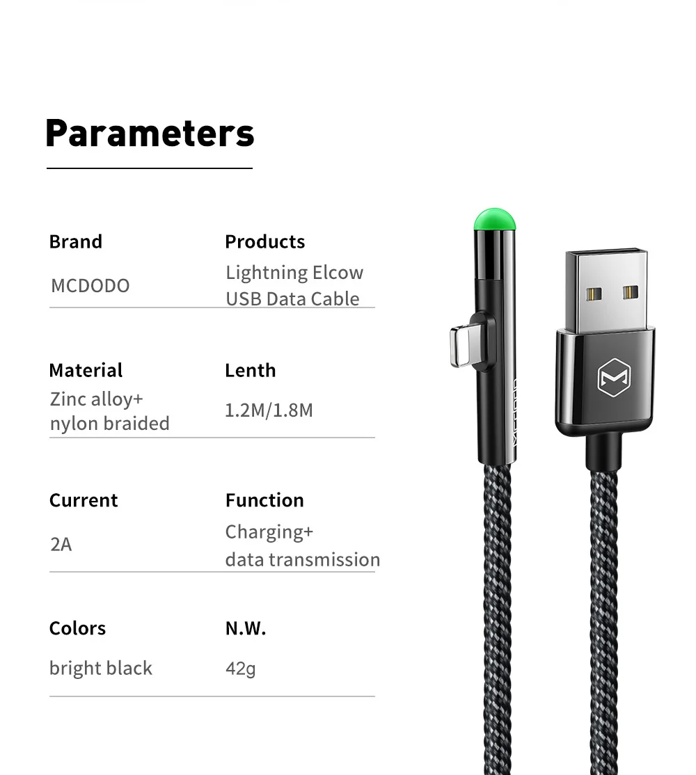 Mcdodo для iPhone 11 pro X 8 7 Plus Lightning-USB кабель 90 градусов для iPhone кабель 2A Быстрая зарядка кабель для передачи данных для мобильного телефона