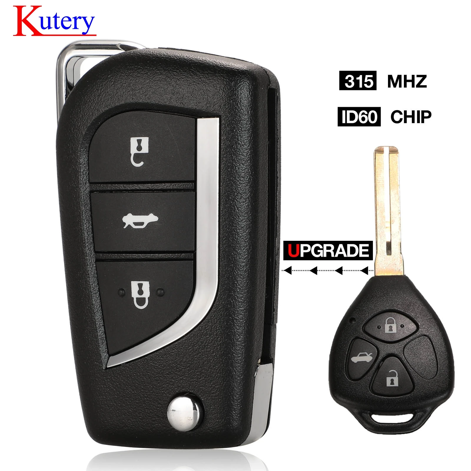 Kutery 315mhz ID60 чип Флип дистанционный Автомобильный ключ для Toyota Corolla camry HIGHLANDER rav4 CROWN