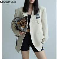 mozuleva 2021 chic korean loose women blazer spring summer single buttons female oversized suit jacket full sleeve outwear coats