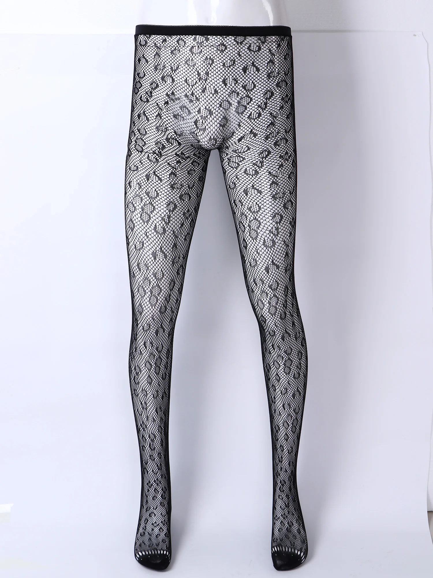 Для мужчин сексуальные чулки Высокие эластичные колготки прозрачная бантом