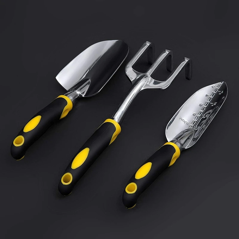 

Garden Tool Set Heavy Duty Cast Gardening Tools-Hand Trowel,Transplant Trowel ,Culti Vator Hand Rake,3 Pcs