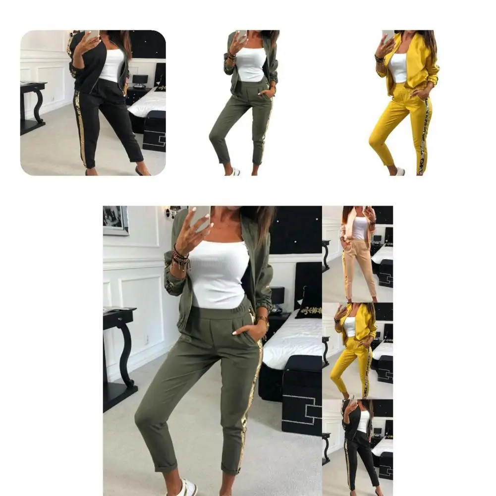 

Women Jogging Suit Simple Useful Fine Stitching Eye-catching Women Outfits Sweatsuits