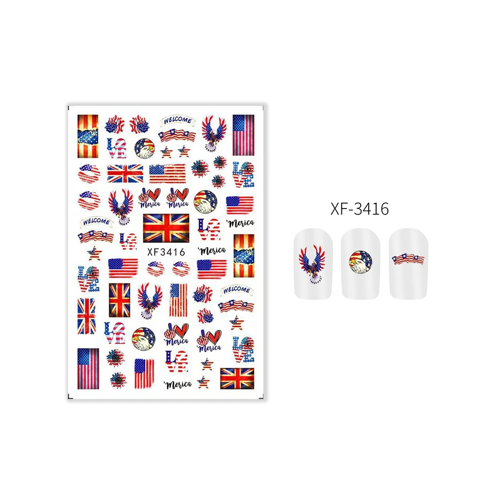8 шт./компл. 3D наклейки на ногти с флагом Национальный день сделай сам маникюрные