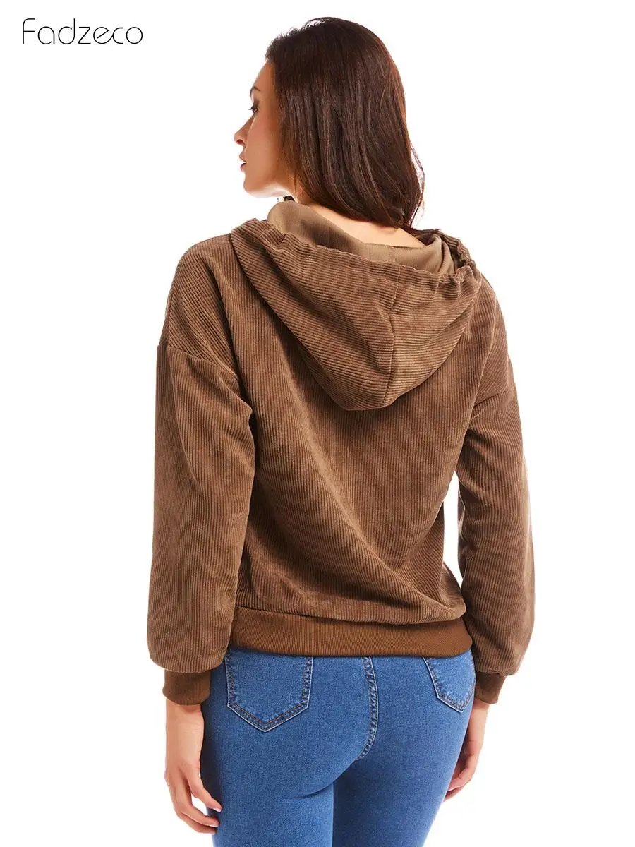 FADZECO 2019 Women Clothing Solid Color Warm Hooded Sweatshirt Casual Fashion Tops | Женская одежда