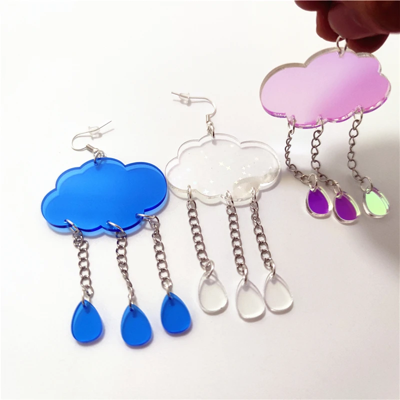 Женские длинные висячие серьги KUGUYS с кисточками прозрачные голубые звезды