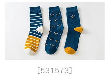 Caramella Men's Crew Socks Cotton Made Animal Jacquard Embroidery Socks Cotton 3 Pairs/Lot - Цвет: 5315731101