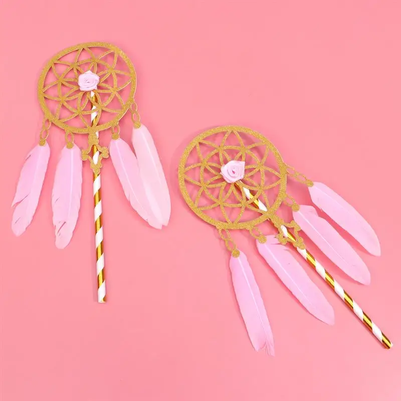 2020 5 шт. розовые топперы для торта золотой Ловец снов медиаторы романтические