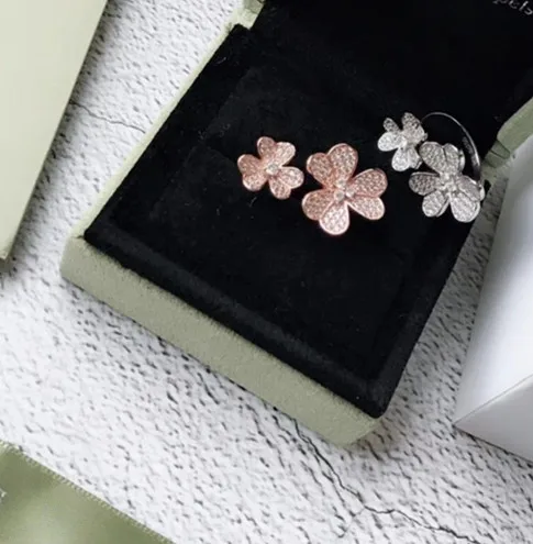 hot brand jewelry 925 stelring silver between the finger ring cz zircon flower petal Frivole style three leaf clover | Украшения и