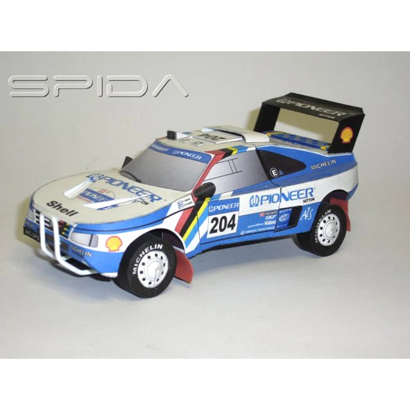 Peugeot 405 T16 1989 Blue 1:32 Dakar Rally Racing Car Origami Art 3D Paper Model Papercraft DIY Adult Handmade Craft Toys ZX-032 | Игрушки и