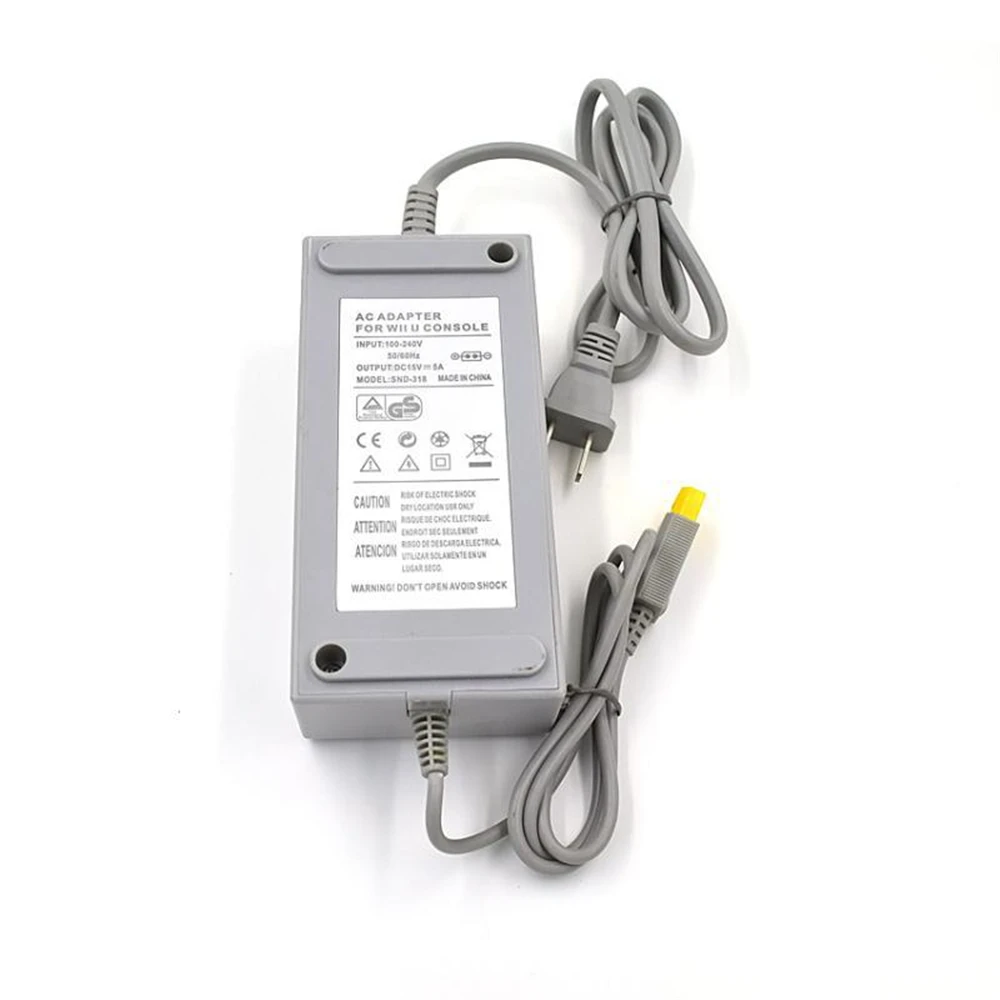 

US/EU Plug 100-240V 15V 5A Home Wall Power Supply AC Charger Adapter Cable For WiiU Game Console Host High Quality Practical