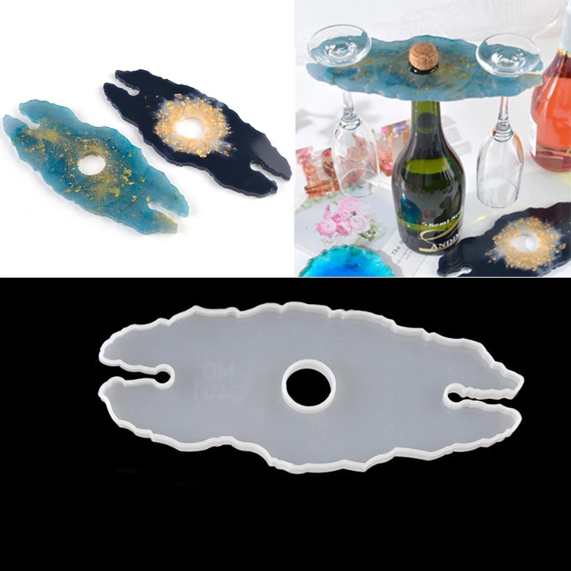 

1PC Irregular Red Wine Shelf Cup Pad Molds Wine Rack Silicone Mold DIY For Uv Resin Home Decoratin Art Resin Mould