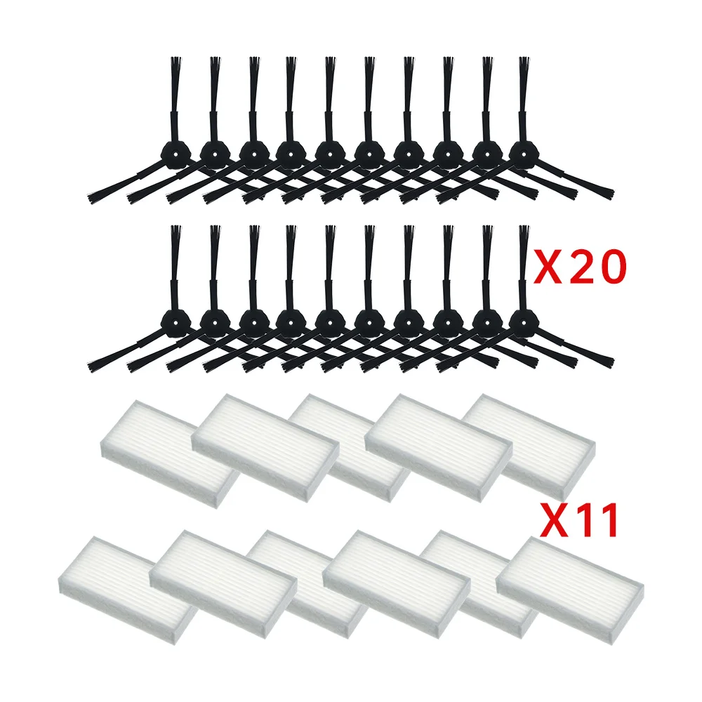 

31pcs/lot 20pcs side brush(10 pair)+11pcs HEPA filters bursh for ecovacs CR120 X500 X600 panda X500 filter Promaster Robot 2712