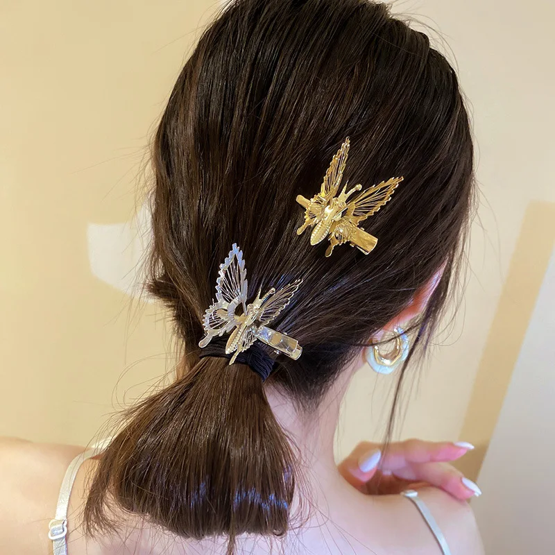 

LOVOACC 3 Colors Hollow Metallic Simulation Wing Barrettes for Women Gold Black Silver Color Butterfly Hair Clip Accessories