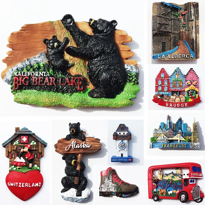 

Дорожные магниты Калифорния Аляска Ирландия Шотландия Нью-Йорк Испания Швейцария Австрия Токио Амстердам сувенир в стране Брюгге