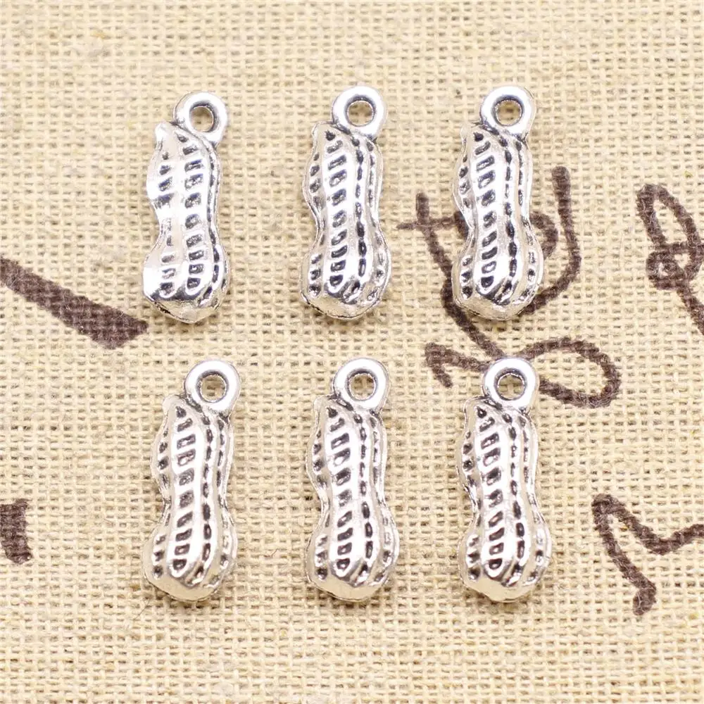 

Pendants Jewelry Making 5pcs 19x7mm Antique Silver Color Peanut Charms