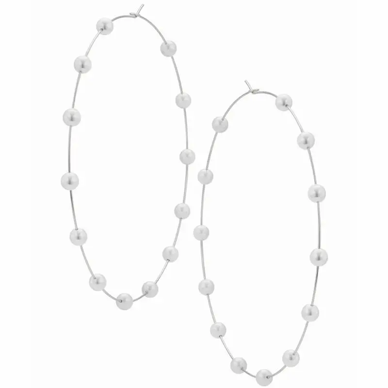 

Elegant White Pearl Large Hoop Earrings Statement For Women Fashion Jewelry