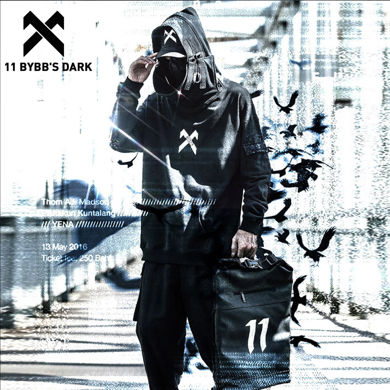 11 BYBB'S DARK тактическая Harajuku Толстовка с капюшоном для мужчин вышитая горловина